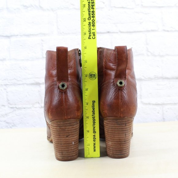 TIMBERLAND Brown Leather Heeled Ankle Boots Side Z - Picture 8 of 9